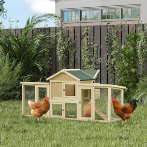 Poulailler chalet multi-équipé rampes nichoirs pondoirs plateau excrément fenêtre portes bois naturel