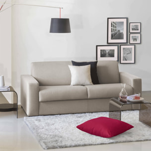 Divano Letto Alena, Divano a 2 posti, 100% Made in Italy, Sofà Soggiorno con apertura girevole, in tessuto imbottito, con Braccioli slim, Cm 160x95h90, Tortora