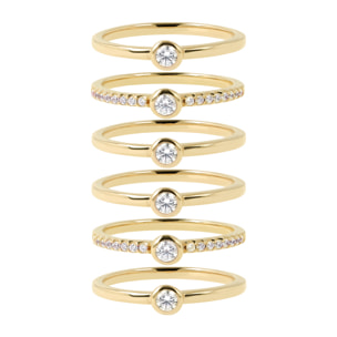 Set di Anelli Solitari Golden con Cubic Zirconia