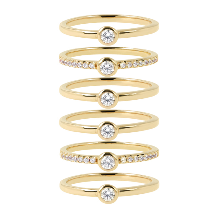 Set di Anelli Solitari Golden con Cubic Zirconia