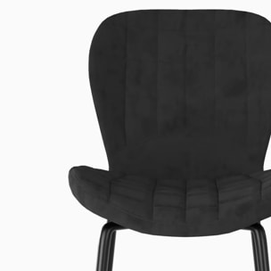 Lot de 2 chaises de bar en velours noir 75 cm - Mazzia