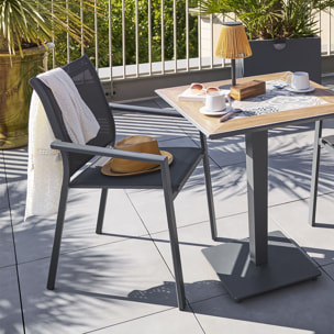 Fauteuil de jardin empilable "Essentia" anthracite & graphite en aluminium traité en epoxy