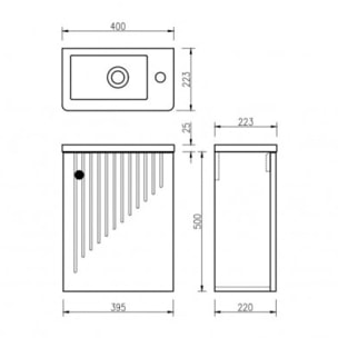 Meuble lave main 40 cm marron Aqualegno