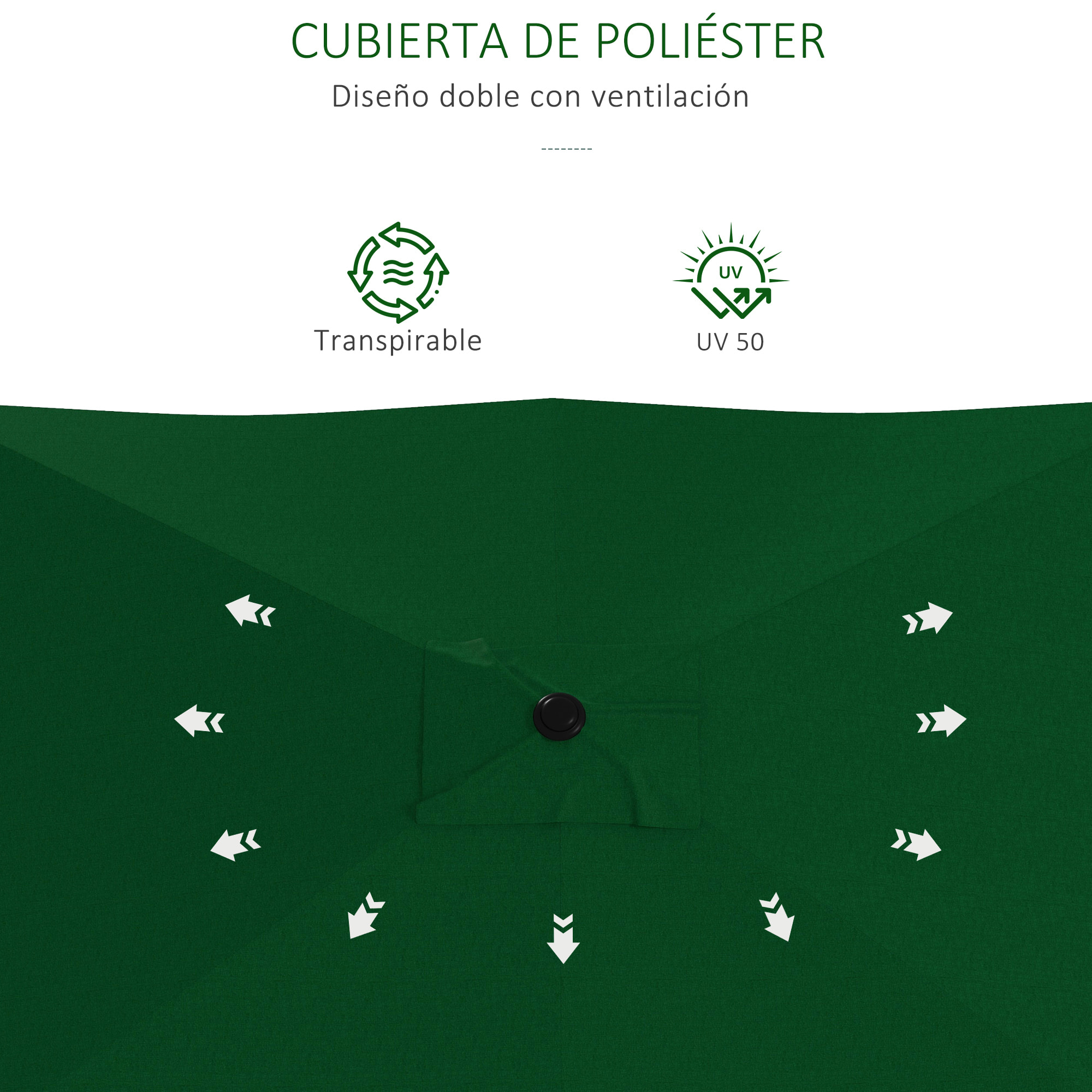 Sombrilla de Terraza Exterior 3x2 m Parasol de Terraza Exterior con Ángulo Ajustable Mástil de Aluminio y Protección UV 50+ Sombrilla para Jardín Patio Verde