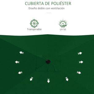 Sombrilla de Terraza Exterior 3x2 m Parasol de Terraza Exterior con Ángulo Ajustable Mástil de Aluminio y Protección UV 50+ Sombrilla para Jardín Patio Verde