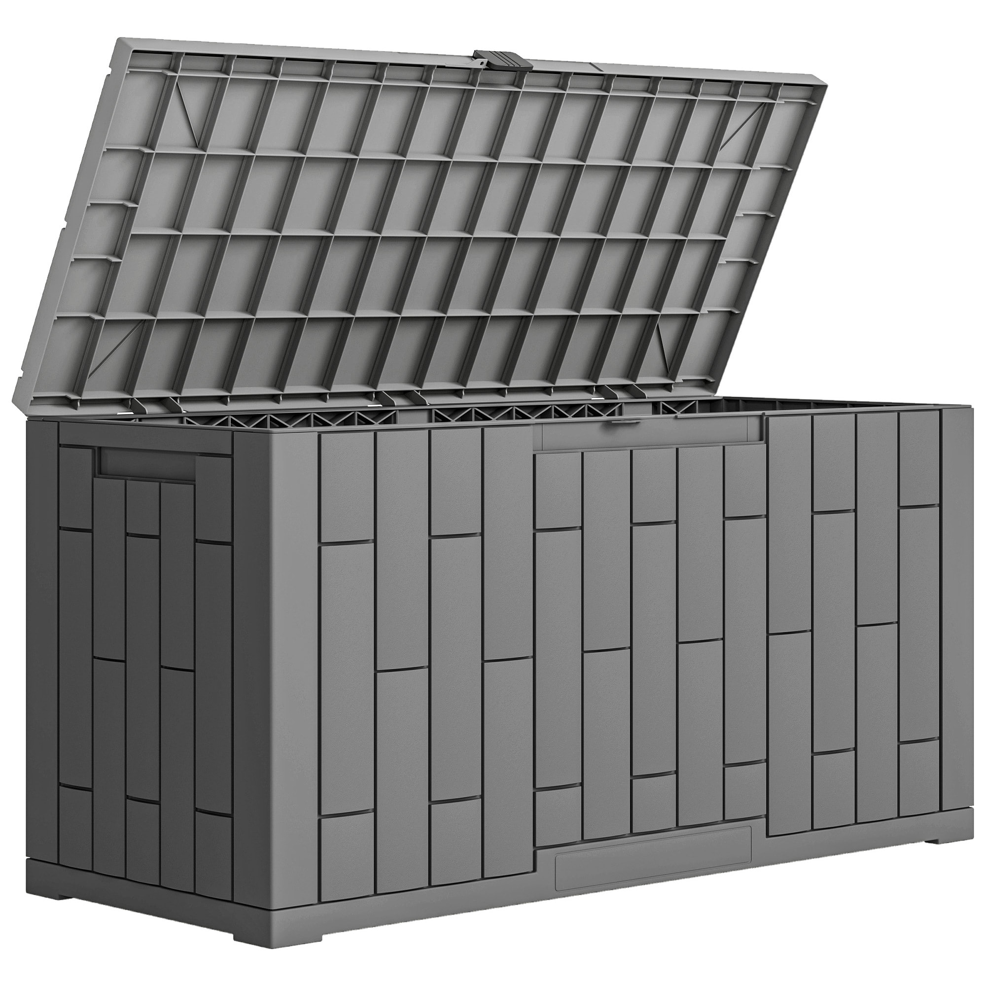Coffre de jardin 227L verrouillable PP aspect bois gris