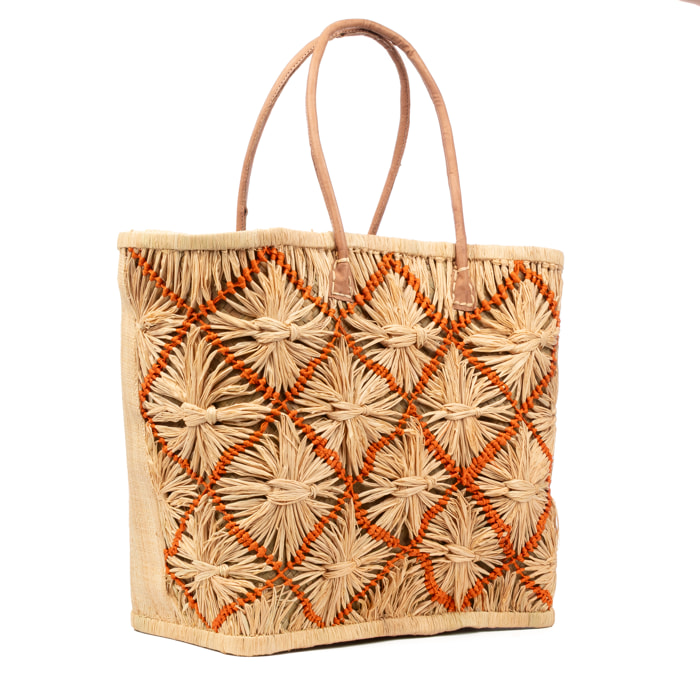 Vigonovo borsa shopper donna. Realizzata in rafia e paglia, con manici in pelle.