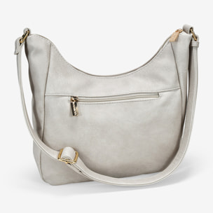 Bolso bandolera piedra con cosidos y cremallera