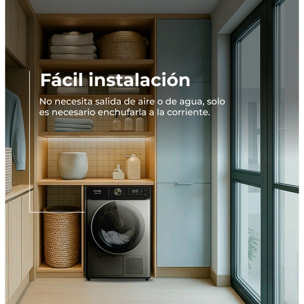 EVVO Secadora 10 kg bomba de calor Nature SR10, Clase energética E, AirWash, Sensor de humedad, Antiarrugas, Inicio diferido, inox