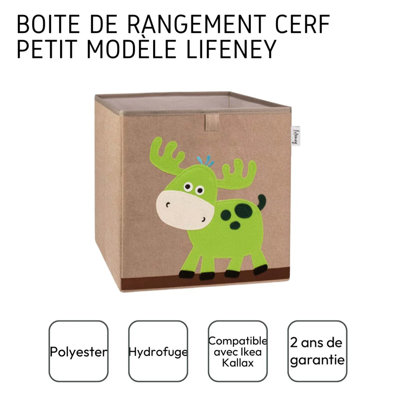 Boîte de rangement en tissu pour enfant "cerf", compatible Ikea Kallax Lifeney