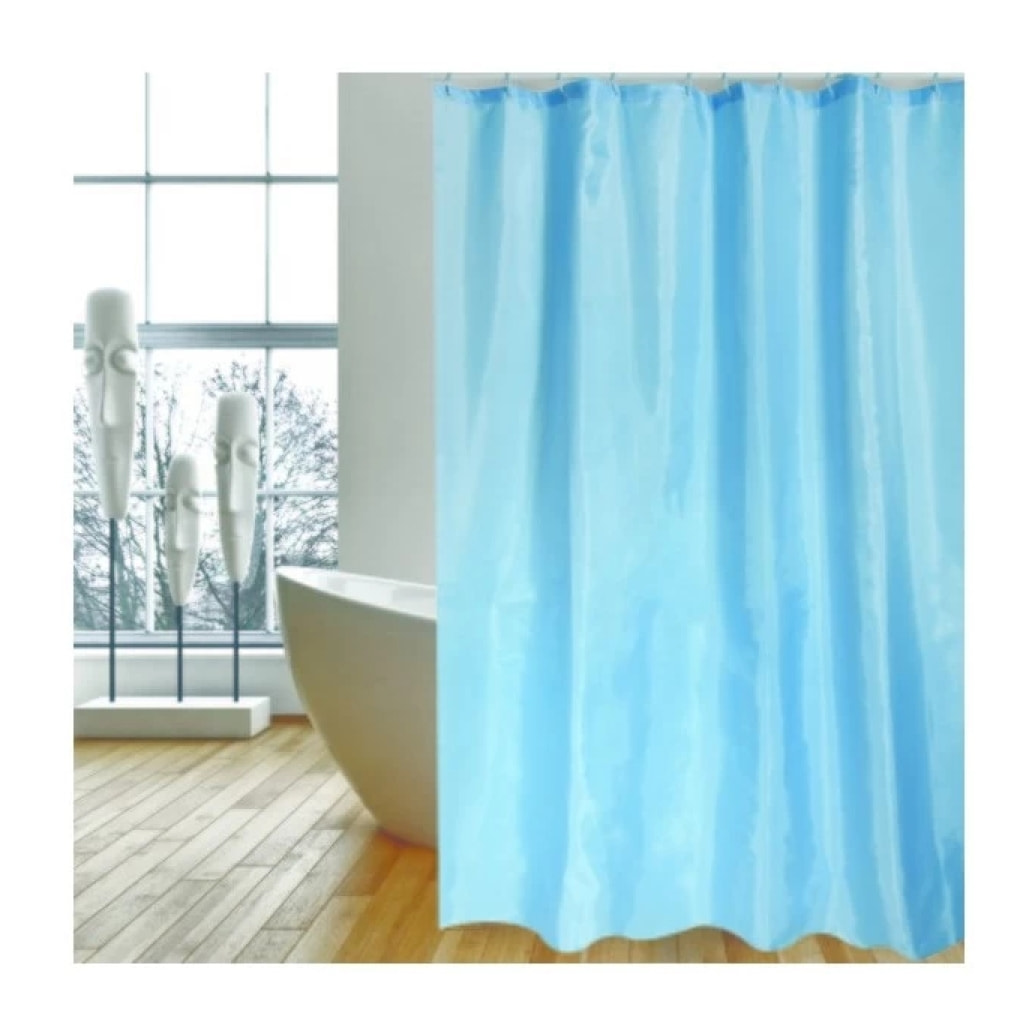 Rideau de douche Polyester 240x200cm Bleu - Anneaux inclus MSV