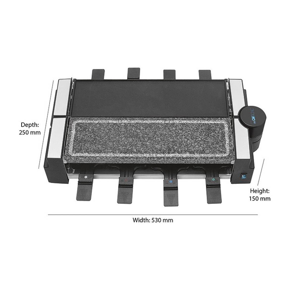 Raclette gril avec pierre chaude 8 personnes Clatronic RG 3678 Noir