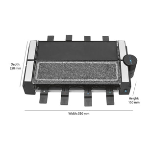 Raclette gril avec pierre chaude 8 personnes Clatronic RG 3678 Noir