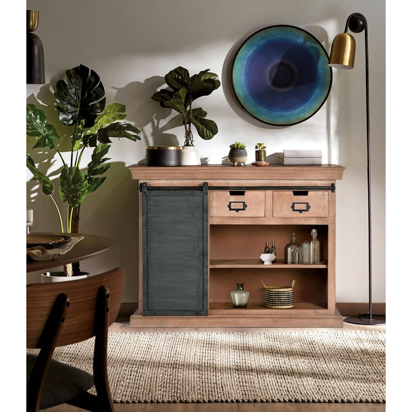 Aparador de Madera de Mango Estilo Industrial Moderno