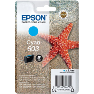 Cartouche d'encre EPSON Originale 603 Cyan Série Étoile de Mer - C13T03U24010