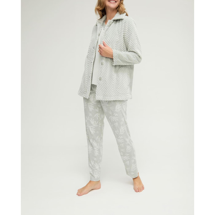 Conjunto mujer de pijama con bata de espiga