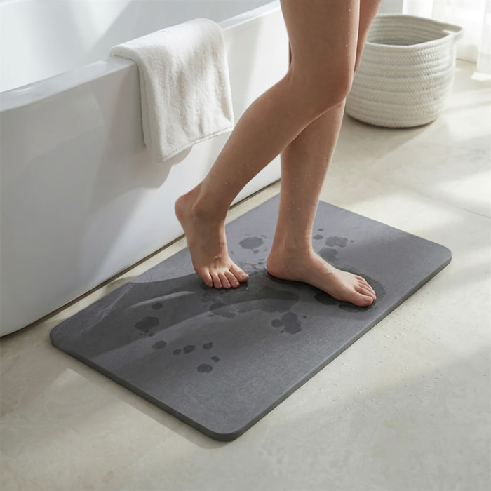 TAPIS DE BAIN DIATOMITE GRIS FONCE 60X39CM SPIRELLA
