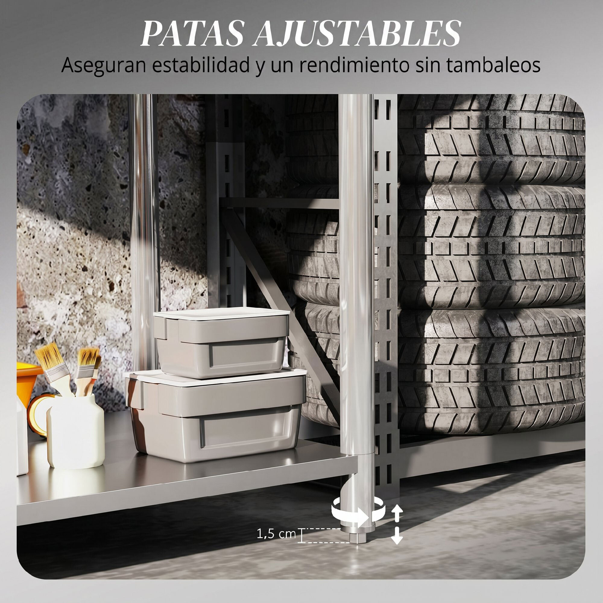 HOMCOM Mesa de Trabajo de Acero Inoxidable con 2 Estantes, Banco de Trabajo Taller Resistente para Cocina, Garaje, Carga 100 kg, 120x60x86 cm, Plata