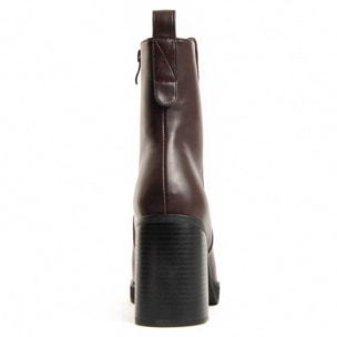 Botín De Tacón - Marron - Altura: 8 Cm