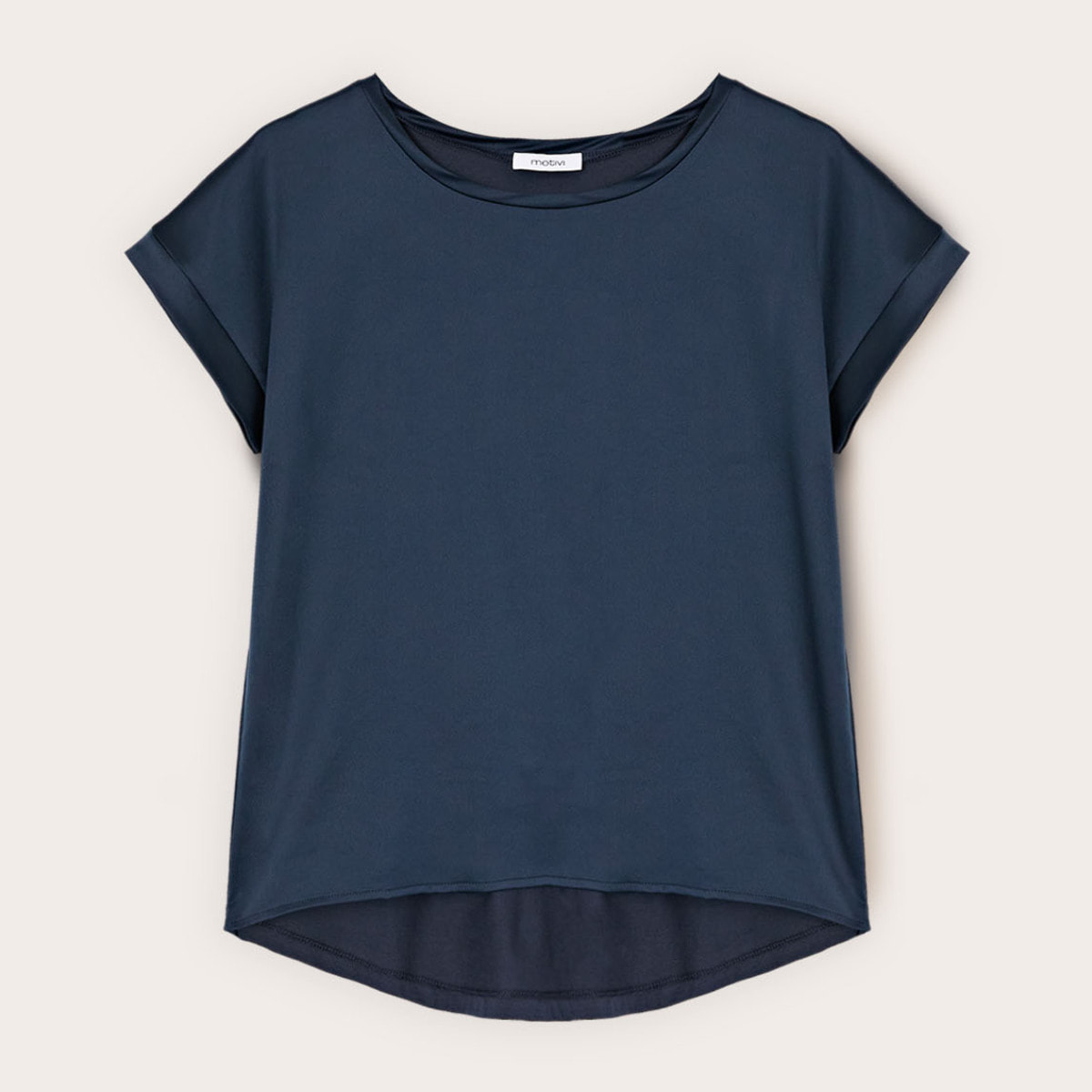 Motivi - T-shirt bimaterica misto cotone - Blu