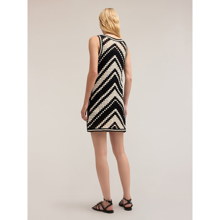 Motivi - Vestido corto de punto crochet - Negro