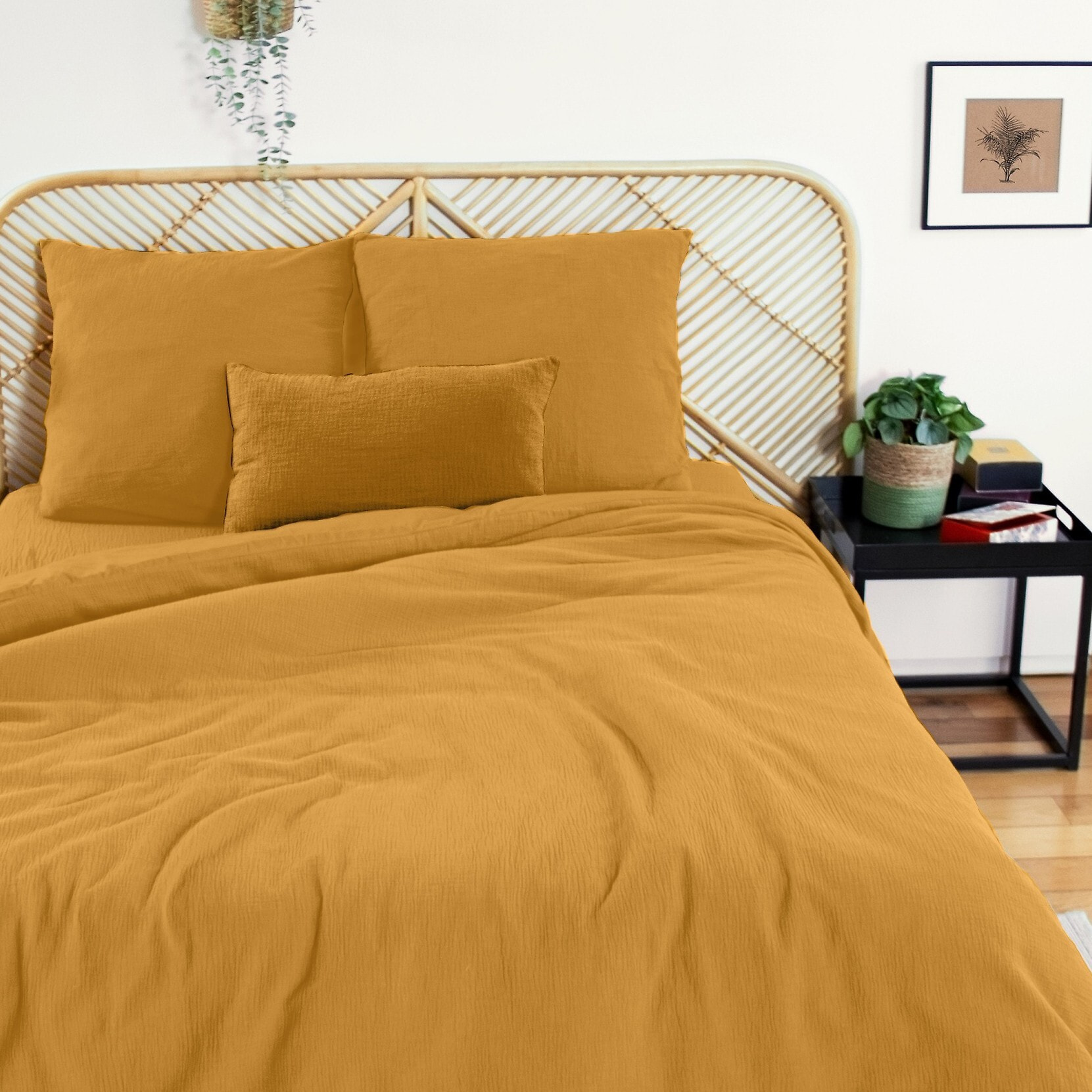 Parure housse de couette 3PCS en Gaze de coton 57 fils - MIEL