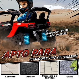 Coche Eléctrico para Niños 12V, Coche de Batería UTV con 2 Motores, Control Remoto 2,4G, 3-5 km/h, Suspensión Trasera, Faros, Música, para Niños de 3-5 Años, Rojo