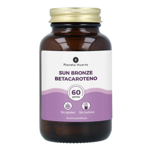 PLANETA HUERTO | Sunbronze Betacaroteno 60 Perlas, Suplemento Natural con Vitamina E, Antioxidante para la Piel, Apoya la Producción de Melanina y Refuerza el Sistema Inmunológico - Sunbronze Ideal para Preparar la Piel ante la Exposición Solar