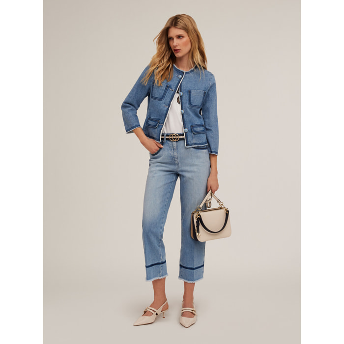 Motivi - Giacca senza collo in denim - Azzurro