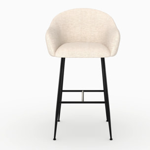 Chaise de bar en tissu blanc chiné 76 cm - Socky