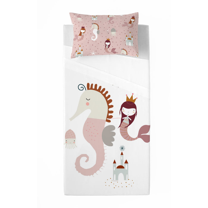 Haciendo el Indio - Juego de Sábanas Estampadas - Infantil - Incluye 1 Funda de Almohada - 100% Algodón - Seahorse A