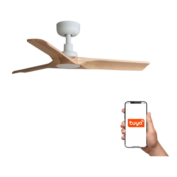 HEYWOOD S Ventilatore a soffitto bianco/pin TUYA