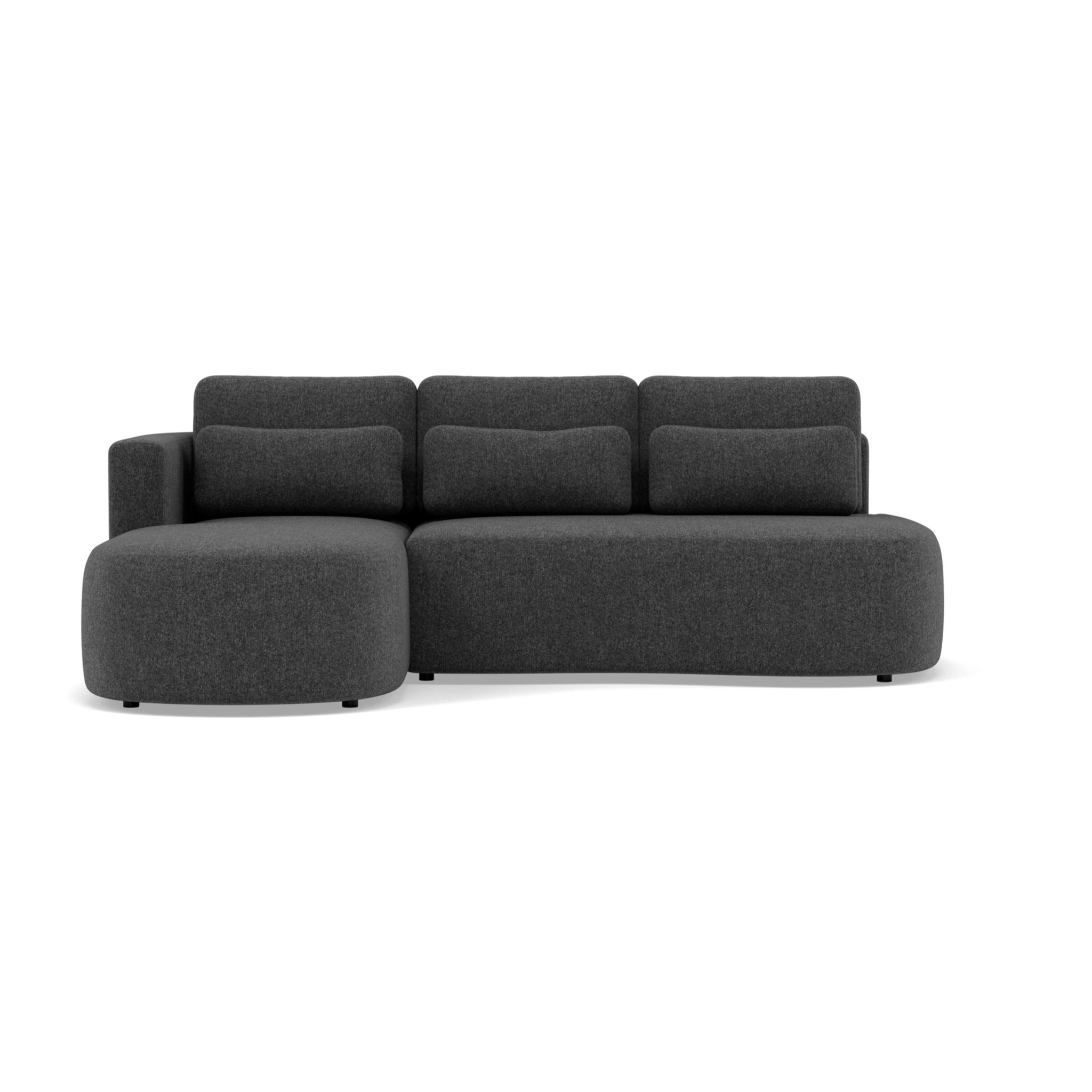 Mahina - canapé d'angle gauche 4 places convertible avec coffre en tissu texturé - Gris Anthracite