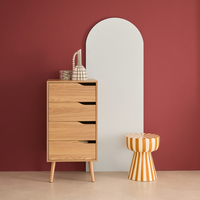 Commode chiffonnier décor bois naturel 4 tiroirs - 48 x 39.6 x 96 cm - Nepal