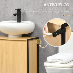 Mueble para Debajo del Lavabo con 2 Puertas y Estante Ajustable 60x30x65,2 cm