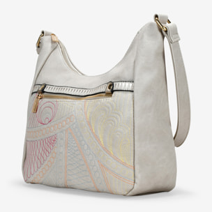 Bolso bandolera piedra con cosidos y cremallera