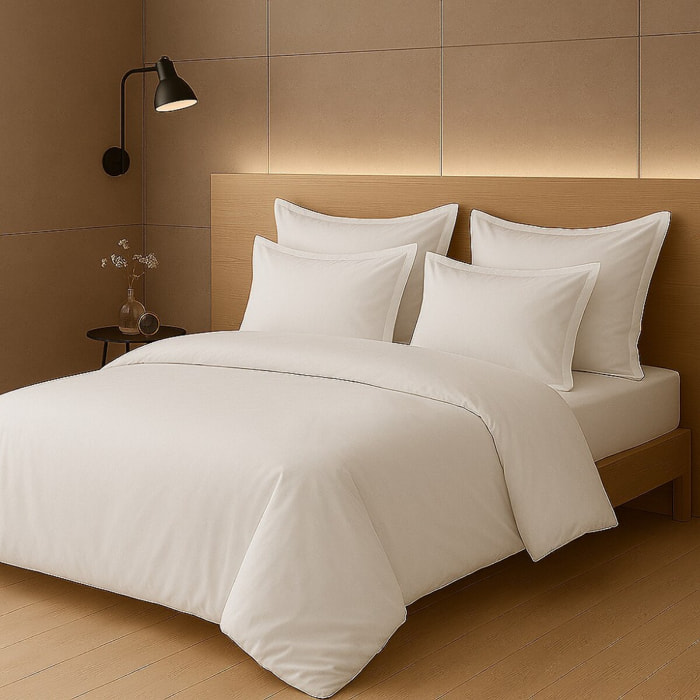 PARURE HOUSSE DE COUETTE 2 PERS 200x200 percale de Coton - PERCALE BLANC