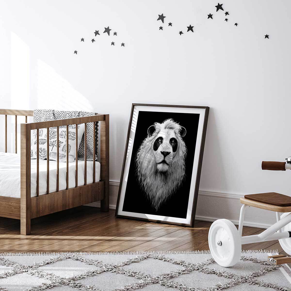 Affiche enfant le pandalion  Affiche + cadre en bois - Noir