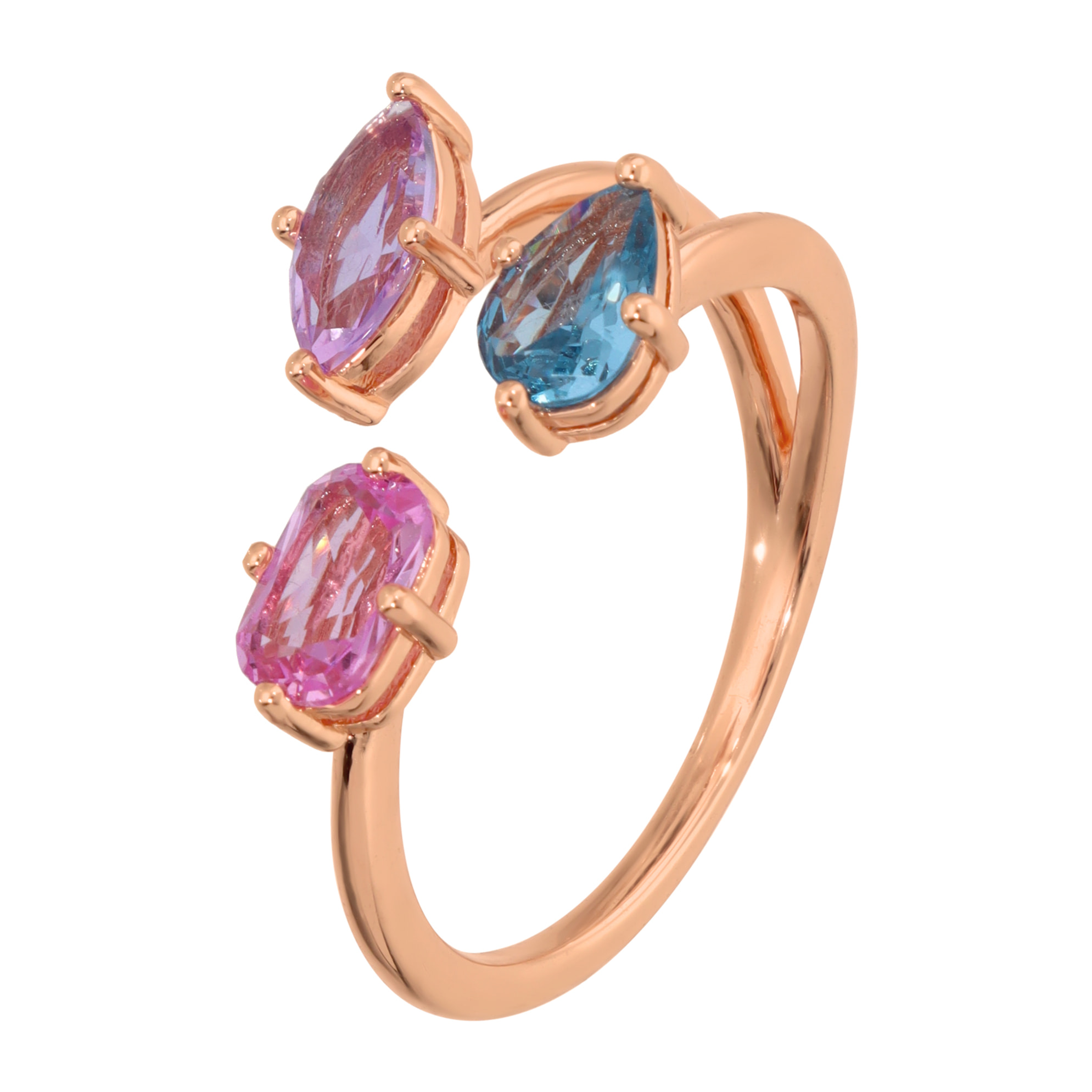 Anello Contrarié con Cubic Zirconia Miste Colorate