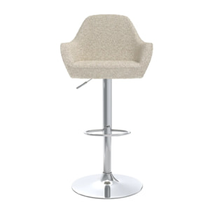 Lot de 2 chaises de bar effet laine bouclette blanc cassé 63/83 cm - Adam