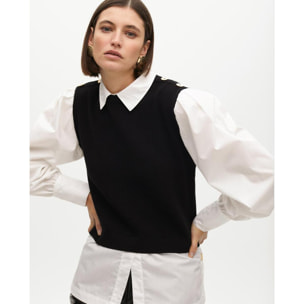 Maglione combinato con popeline