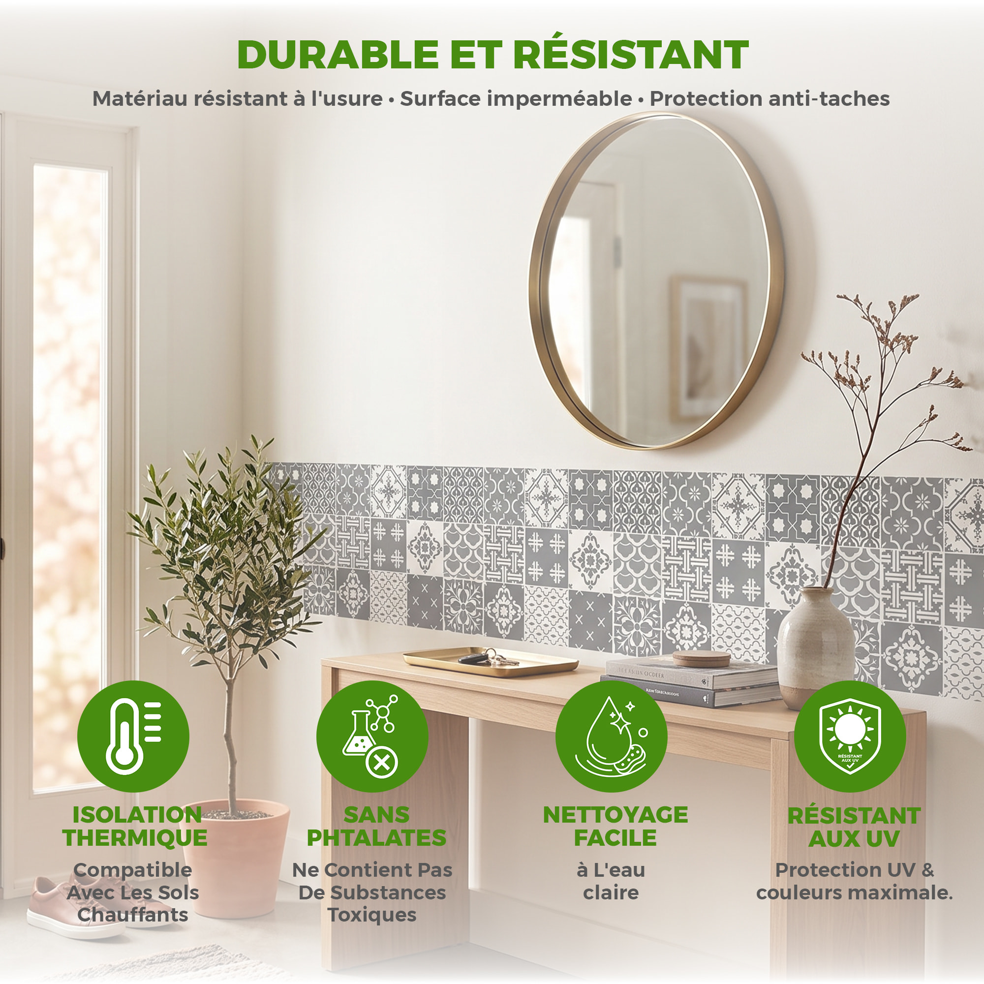 Stickers muraux - Sticker Mural Carrelage adhésif Cuisine Salle de Bain - 12 STICKERS CARRELAGES SCANDINAVES OSLO