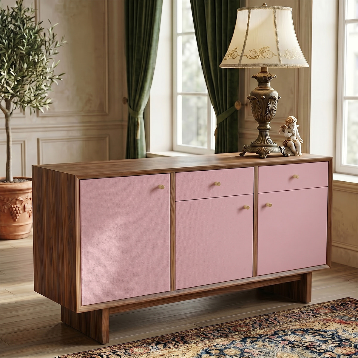 Rouleau adhésif décoratif Vinyle au Mètre - Rose poudre - Sticker Lavable Imperméable Mur Cuisine Meubles