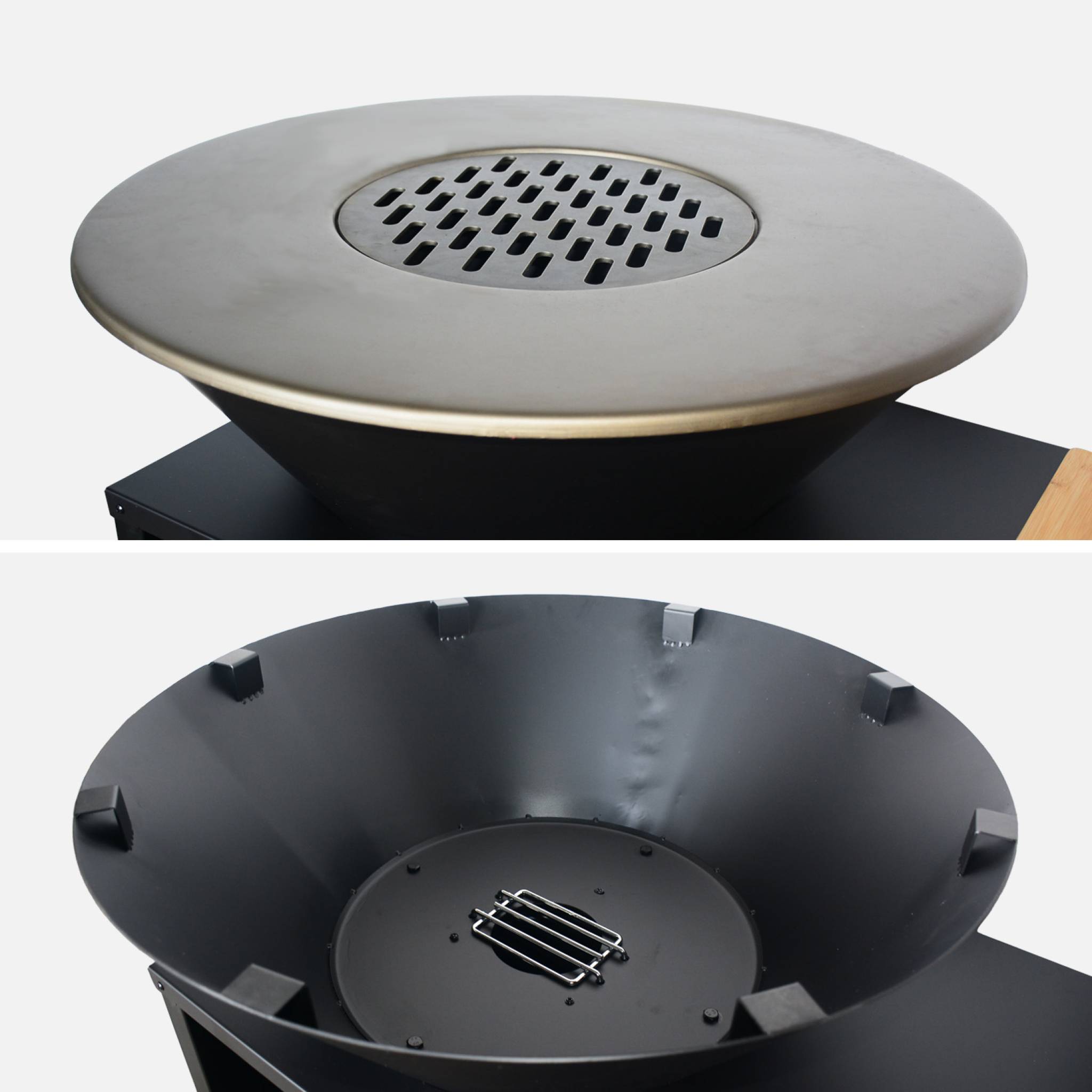 Brasero barbecue Ø80cm, desserte avec espaces de rangement, couvercle et ustensiles STROMBOLI