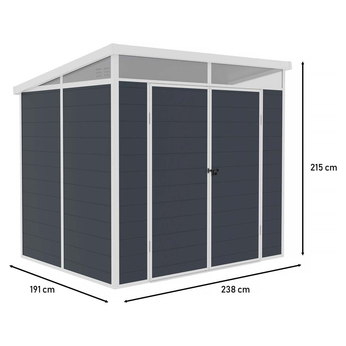 Abri de jardin "Detroit" en résine - Gris - 4.54m² - 1.91 x 2.38 m