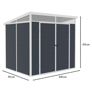 Abri de jardin "Detroit" en résine - Gris - 4.54m² - 1.91 x 2.38 m