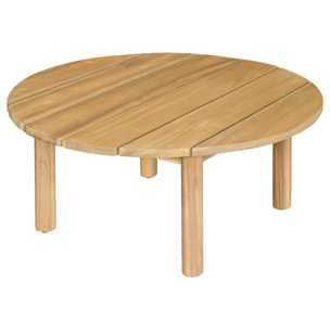 Salon de jardin 5 places en acacia et coussins beige LAGOA