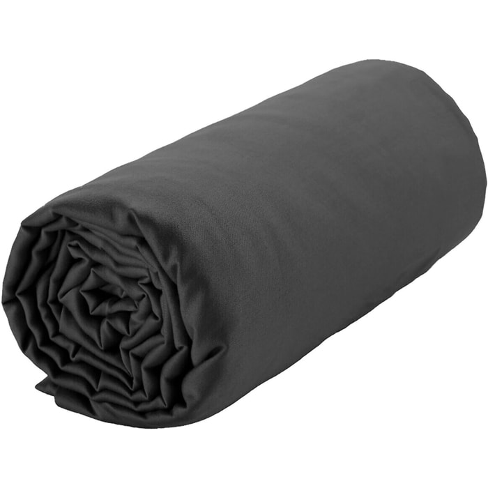 Drap housse - bonnet:30cm 100% satin de coton lavé 105 fils noir optique