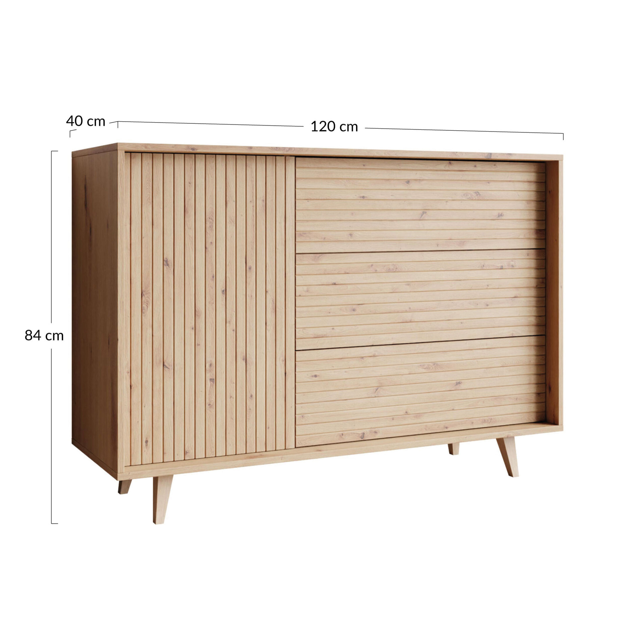 Diego - buffet - effet bois - 3 tiroirs et 1 porte - 120 cm - Bois