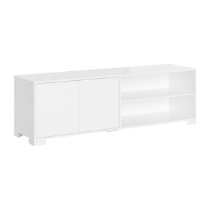 Meuble de TV 2 puertas y compartimento abierto 150x40x40 cm Lumina blanco brillante